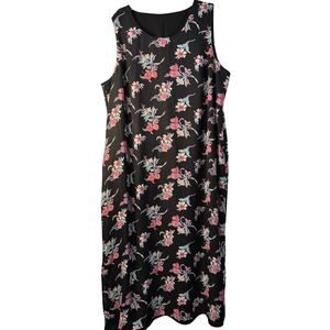 Componix Womens Black Sleeveless Dress Reversible Sz 22 Embroidered One Side